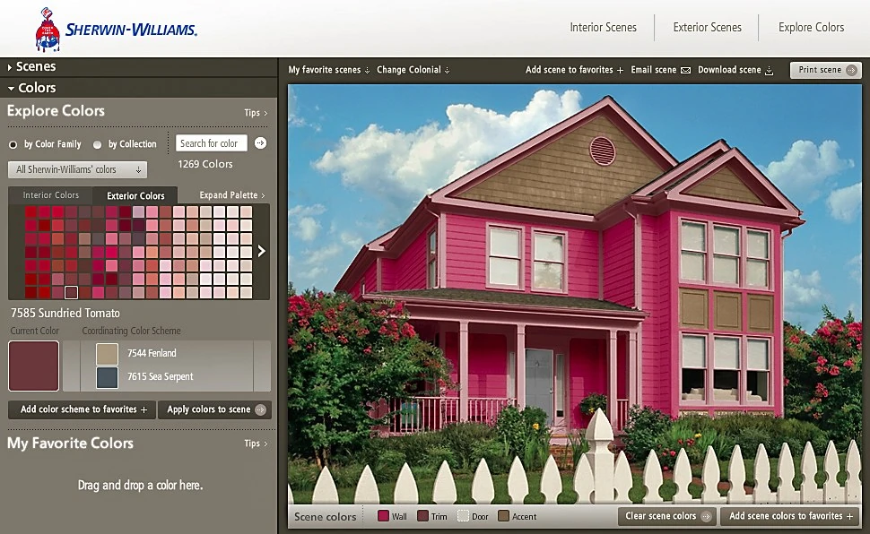 screenshot of the Sherwin-Williams Color Visualizer Tool